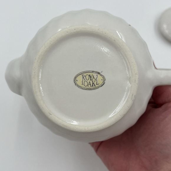 Royal Oak Mini Teapot White Floral Porcelain Gold Trim Ribbed Small Tea Pot - Picture 8 of 15